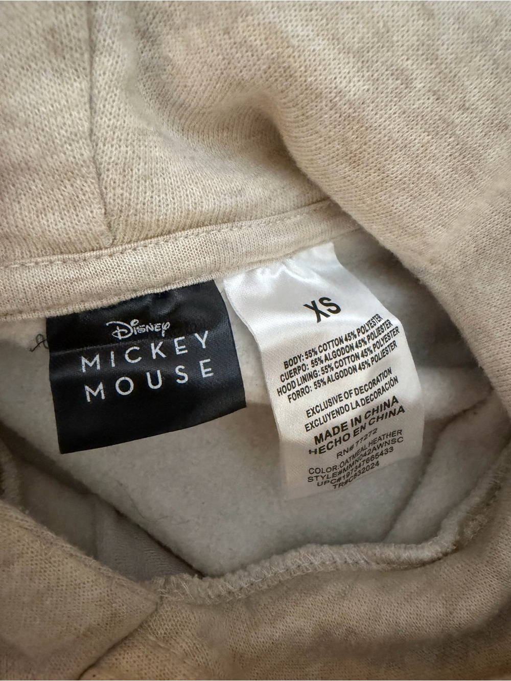 Disney Mickey & Minnie Beige Graphic Hoodie Sweatshirt - Picture 5 of 5